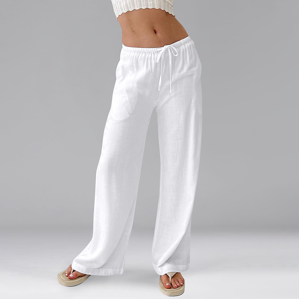 Damen Hosen Hose Brautkleider schlicht In voller Länge Normal Elastischer Bund Elastisches Kordelzugdesign Unelastisch Milchweiß Karminrot Dunkelgrün Hautfarbe Frühling Herbst Lightinthebox