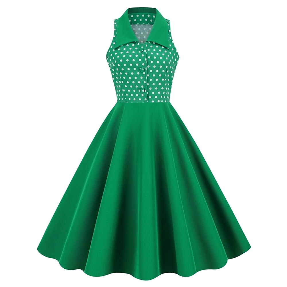 Elegant 1950s Vintage inspiriert Kleid A-Linie Kleid Teekleid Knie-Länge Damen Punkt A-Linie Weihnachten Karneval Silvester Abschlussball Freizeitskleidung Erwachsene Homecoming-Kleider Sommer Lightinthebox