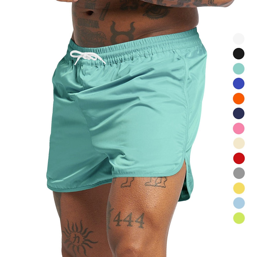 Herren Boardshorts Badeshorts Badehose Schwimmshorts Bademode Glatt Schnell Trocknend Atmungsaktiv Kordelzug Elastische Taille Urlaub Strand Hawaiianisch Brautkleider schlicht Wasserblau Schwarz Lightinthebox