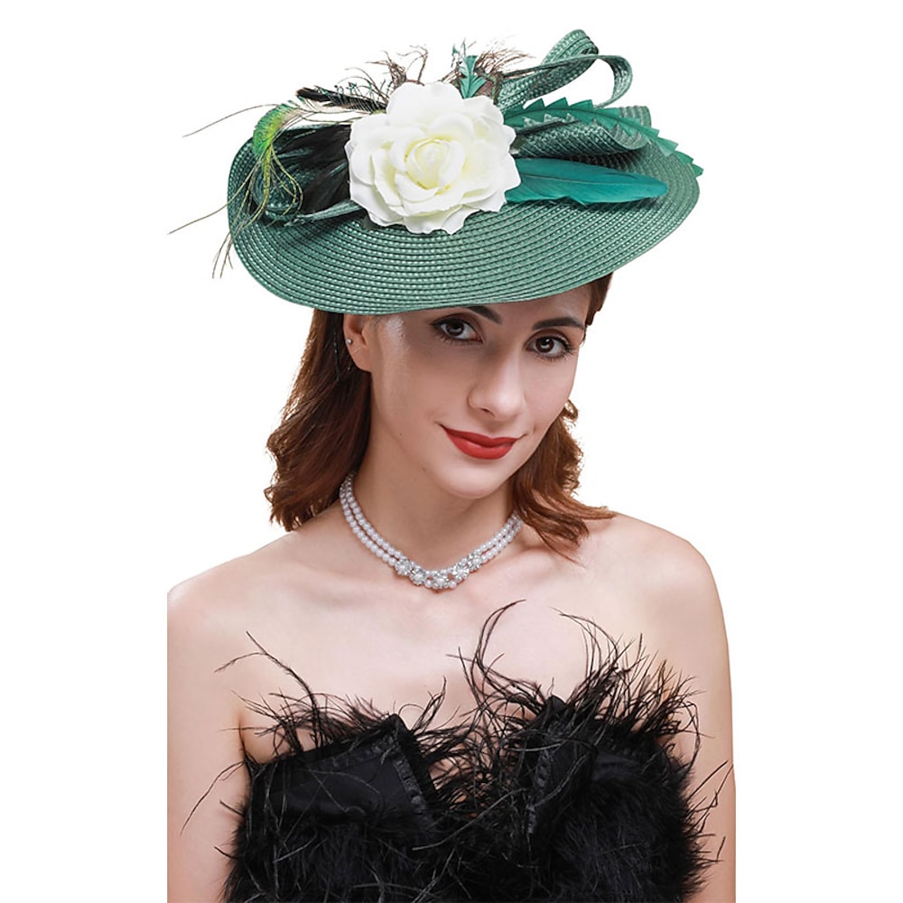 Tea-Party-Hüte Fascinator für Frauen Kentucky Derby Kopfschmuck Pfauenfeder Hochzeit Kopfbedeckung Braut Kopfschmuck Lightinthebox