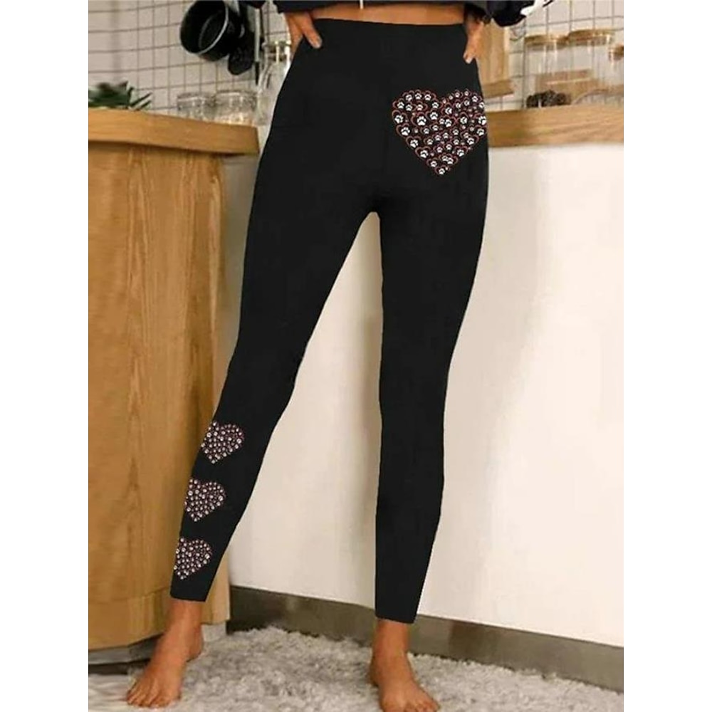 Damen Leggins Modisch Strassenmode In voller Länge Hoher TaillenbundPantsKarnival Graphic Print warm Atmungsaktiv Weich Mikro-elastisch Outdoor Täglich Schwarzgrau Frühling Herbst Regular Fit Lightinthebox