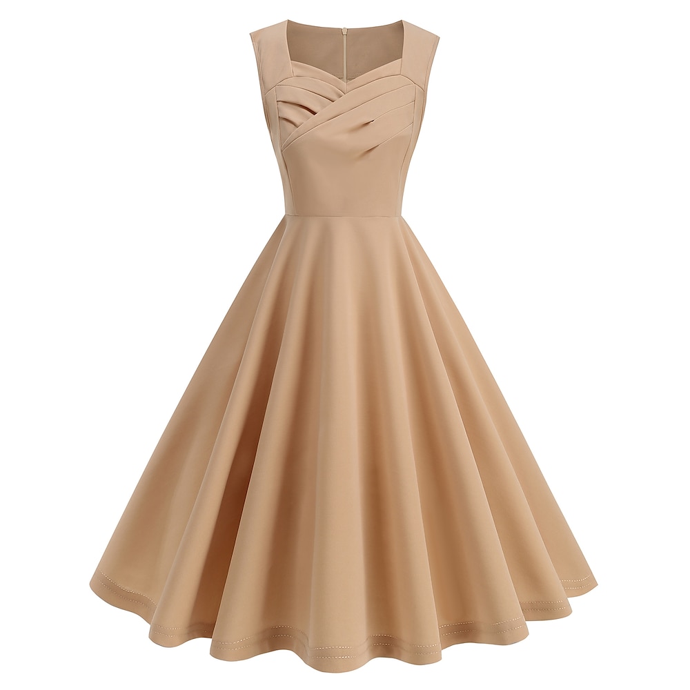 Elegant 1950s Vintage-Kleid Kleid A-Linie Kleid Teekleid Knie-Länge Damen Weihnachten Karneval Silvester Abschlussball Casual Erwachsene Kleid Sommer Lightinthebox