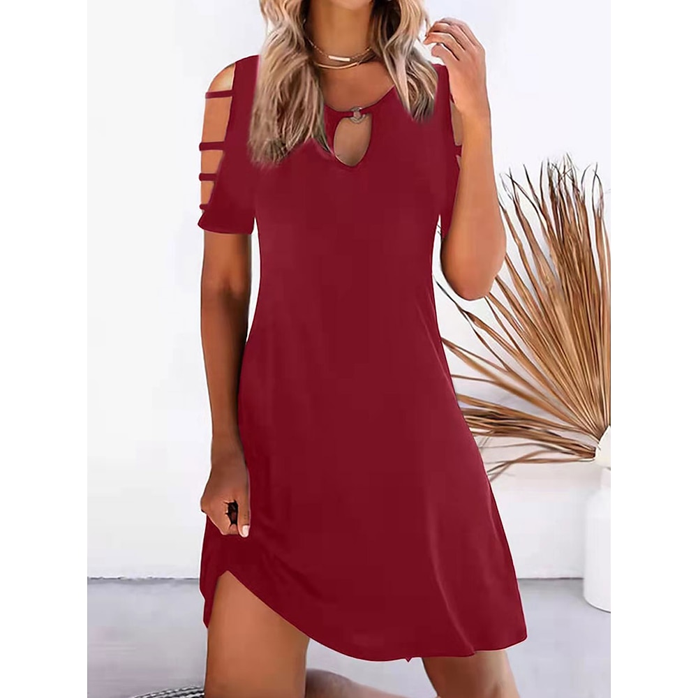 Damen Minikleid Sweatkleid Etuikleid A Linie Kleid Schulterfreies Kleid Brautkleider schlicht Urlaub Täglich Regular Fit Graphic Kurzarm Rundhalsausschnitt Weiß Rote Blau Sommer Lightinthebox