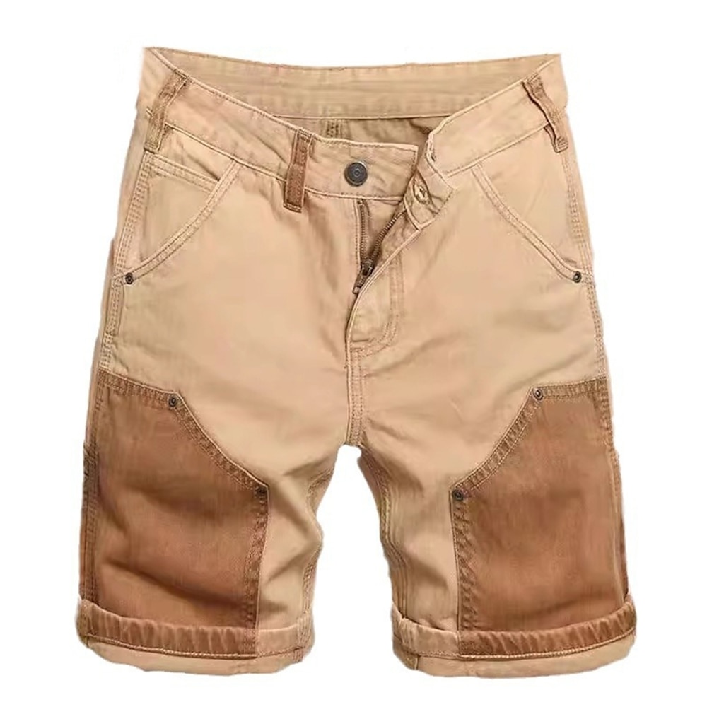 Herren Cargo Shorts Kurze Hosen Shorts Kurze Hosen Bermudas Tasche Gerade geschnitten Farbblock Atmungsaktiv Feuchtigkeitsableitung Knielänge Outdoor Casual Täglich Modisch Strassenmode Khaki Lightinthebox