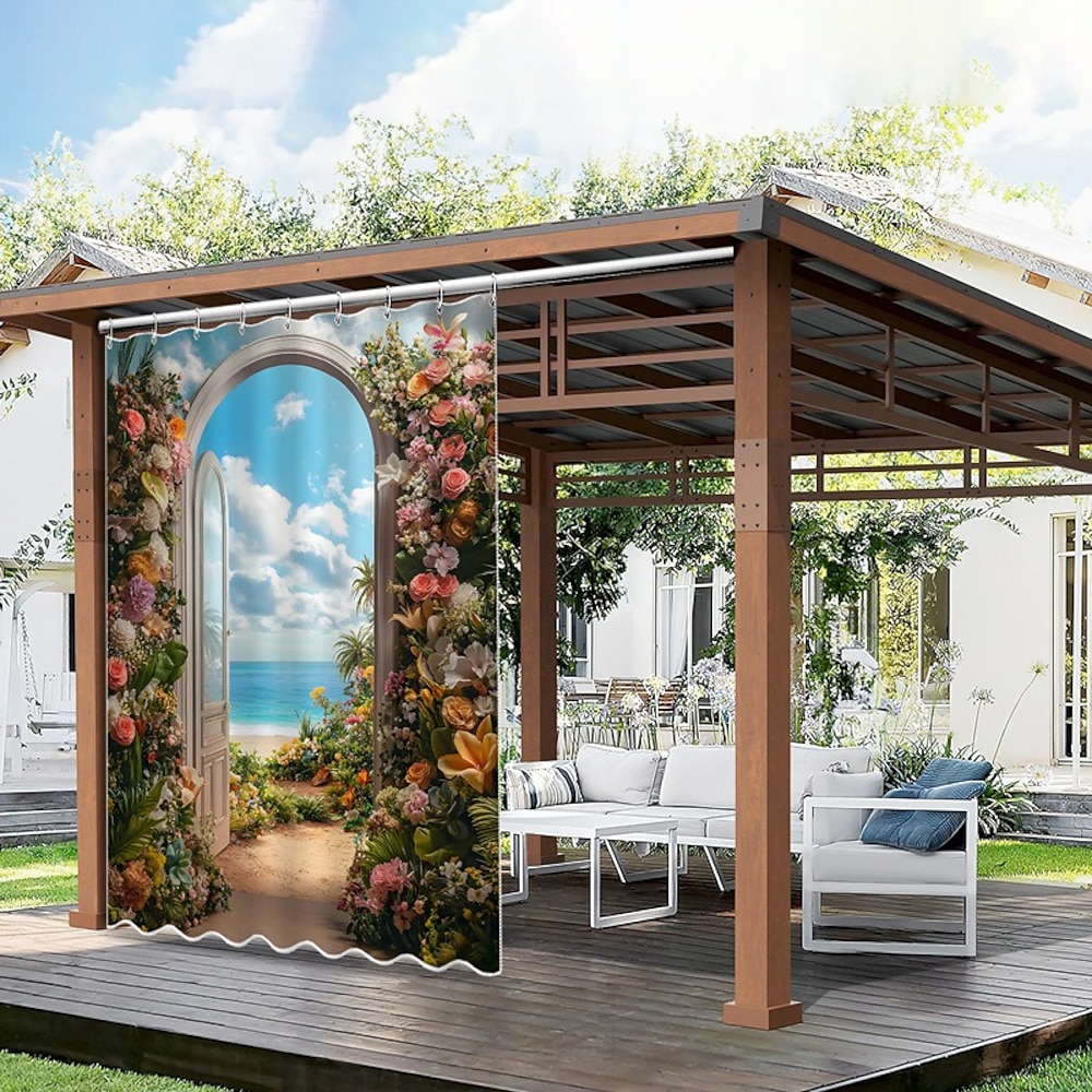 Wasserdichte Außenvorhänge für Privatsphäre Schiebe-Patio-Vorhänge Pergola-Vorhänge mit Ösen 3D Landschaft Garten Thema für Pavillon Balkon Veranda Party 1 Paneel Lightinthebox