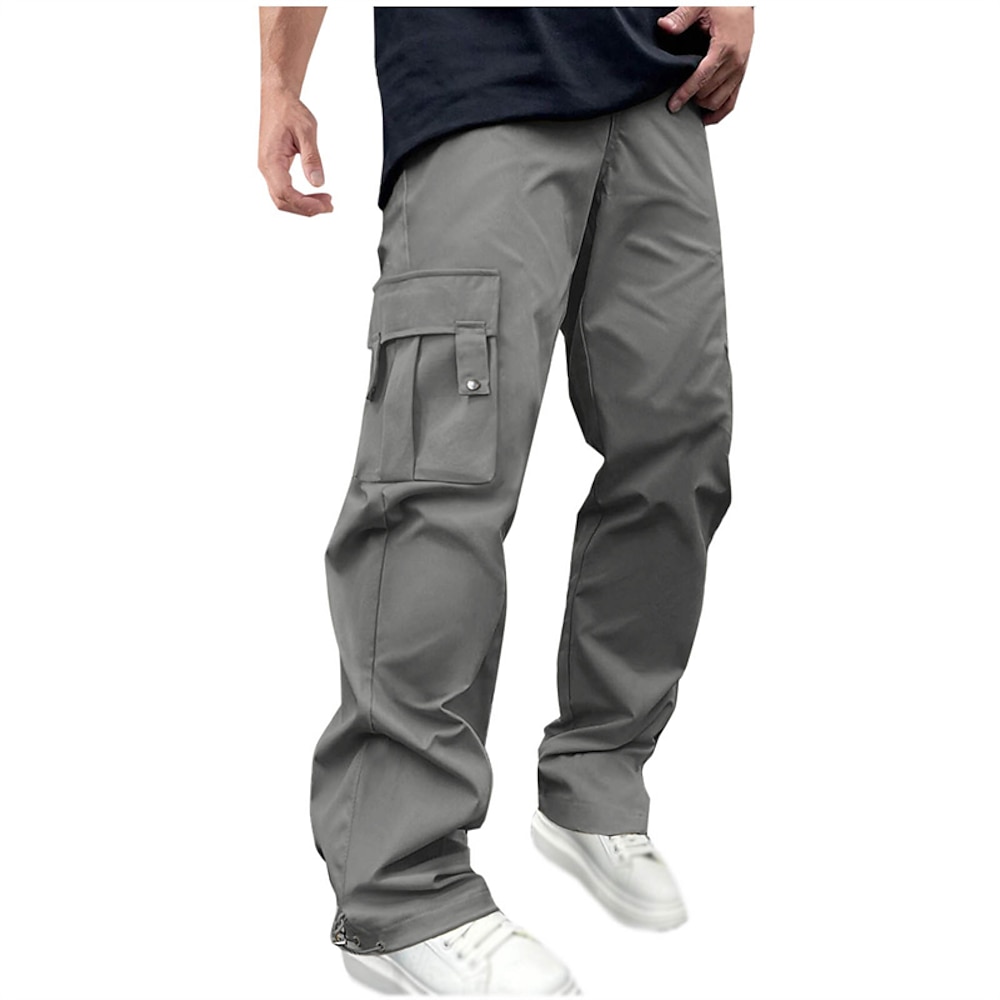 Herren Cargohose Cargohosen Cargohose Hose Hosen Freizeithose Kordelzug Elastische Taille Multi Pocket Glatt tragbar Outdoor Täglich Campen und Wandern Modisch Klassisch Dunkelbraun Schwarz Lightinthebox