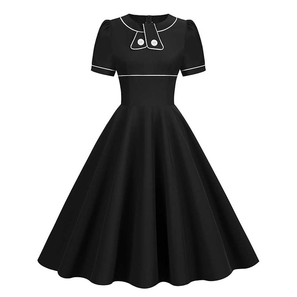 Elegant 1950s Vintage inspiriert Kleid A-Linie Kleid Teekleid Knie-Länge Damen A-Linie Weihnachten Karneval Silvester Abschlussball Freizeitskleidung Erwachsene Homecoming-Kleider Sommer Lightinthebox