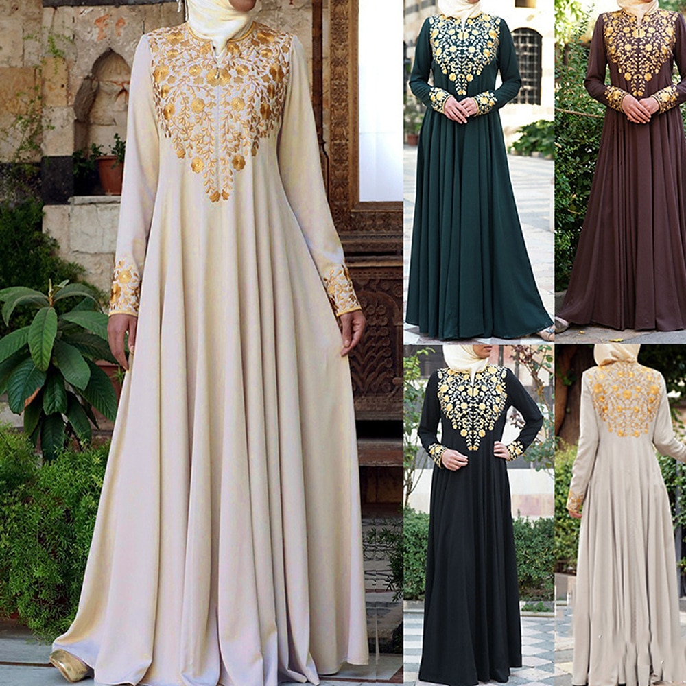 Damen Kleid Abaya Maxikleider Dubai islamisch arabisch Muslim Ramadan Erwachsene Kleid Lightinthebox