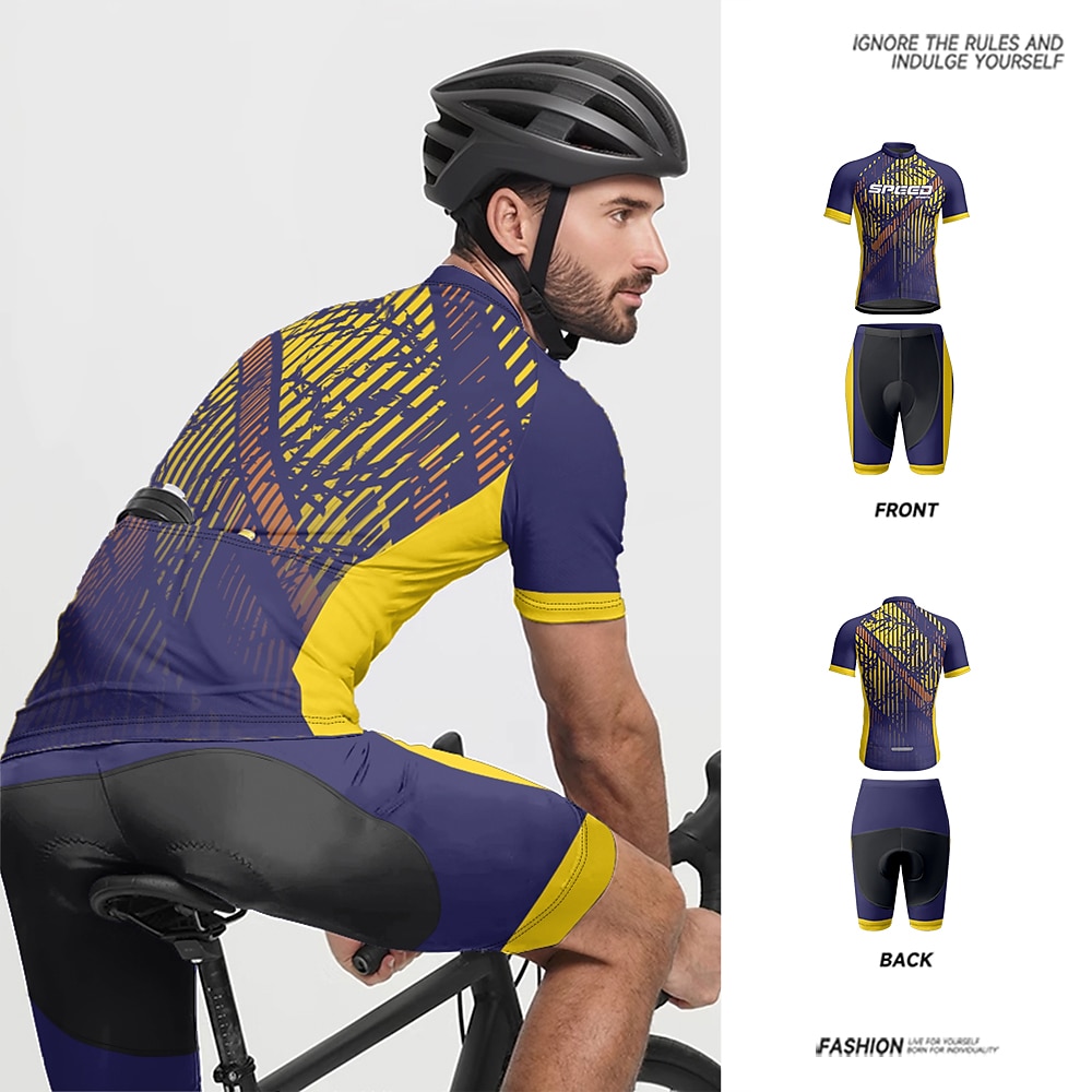 Herren Radtrikot mit Radhose fahrradbekleidung Kurzarm MTB Mountain Rennrad Marinenblau Fahhrad Spandex Sport Buchstabe Nummer Bekleidung Lightinthebox