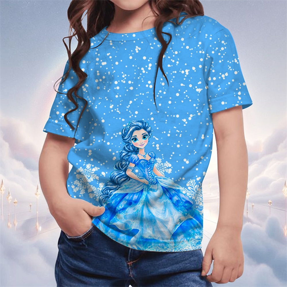 Mädchen 3D Graphic Karikatur T-Shirt Kurzarm Sommer Frühling Modisch Basic kinderkleidung 4-12 Jahre Rundhalsausschnitt Outdoor Casual Täglich Regular Fit Lightinthebox