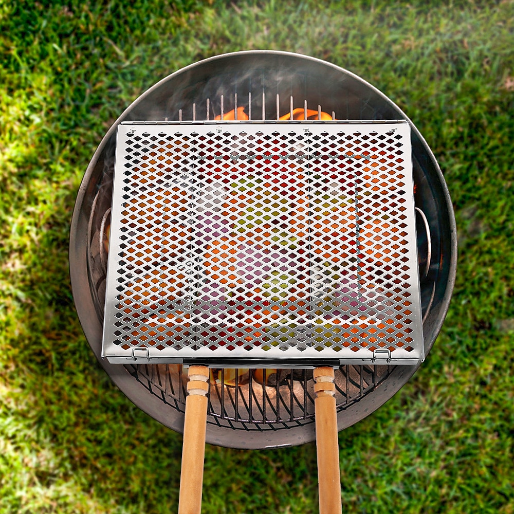 1 Stück rechteckige Grillplatte aus Edelstahl für den Außenbereich, langlebiges Grilltablett zum Kochen im Freien, Picknick und Camping, leicht zu reinigende, rostbeständige Grillplatte Lightinthebox