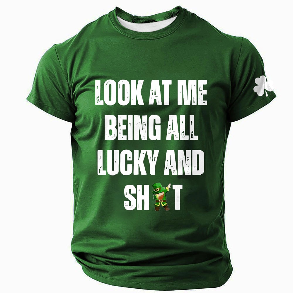 St. Patrick Herren Kleeblatt Glückliche Iren T Shirt Kurzarm T-Shirt 3D-Druck Rundhalsausschnitt Hemd Designer Brautkleider schlicht Party Festtage Klub Schwarz Blau Grün Sommer Frühling Bekleidung S Lightinthebox