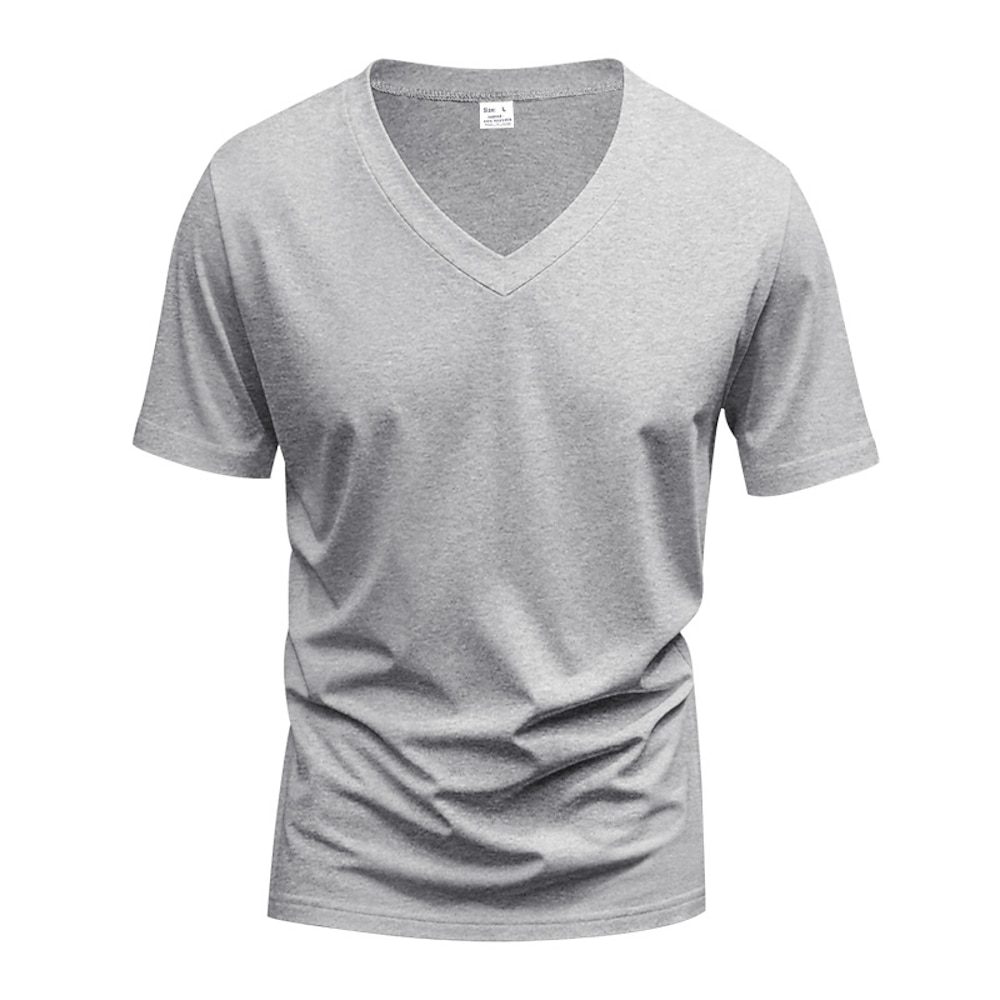 Herren T Shirt Tee T-Shirt mit V-Ausschnitt T-Shirt Glatt V Ausschnitt Urlaub Strasse Kurzarm Grundlegend Bekleidung Polyester Modisch Designer Lightinthebox