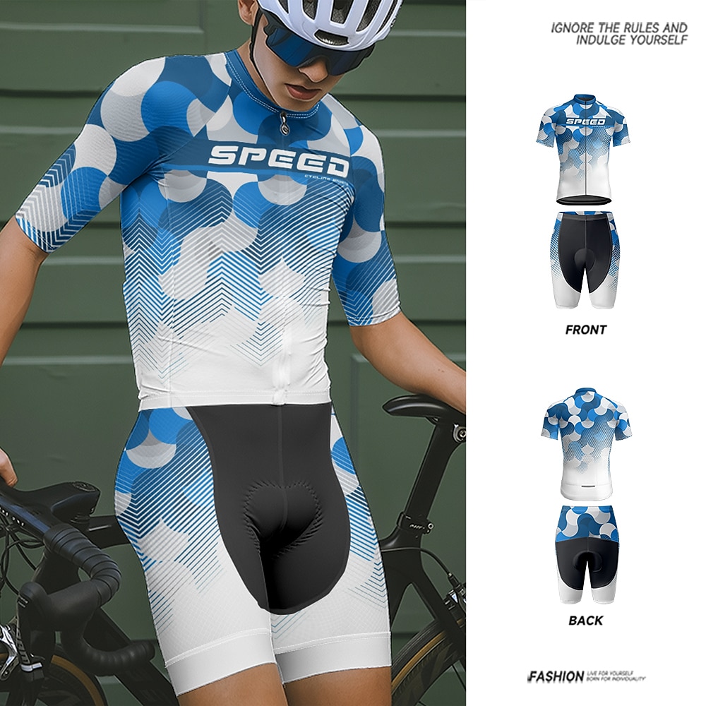 Herren Radtrikot mit Radhose fahrradbekleidung Kurzarm MTB Mountain Rennrad Marinenblau Blau Fuchsie Farbverlauf Fahhrad Spandex Sport Geometrisch Farbverlauf Bekleidung Lightinthebox