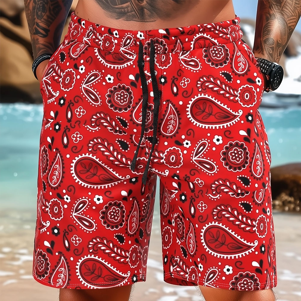 Herren Paisley-Muster Ethnisch Badeshorts Boardshorts Badeshorts Badehose Schwimmshorts Mittlere Taillenlinie Strassenmode Hawaiianisch Casual Täglich Festtage Tasche Kordelzug Elastische Taille Lightinthebox