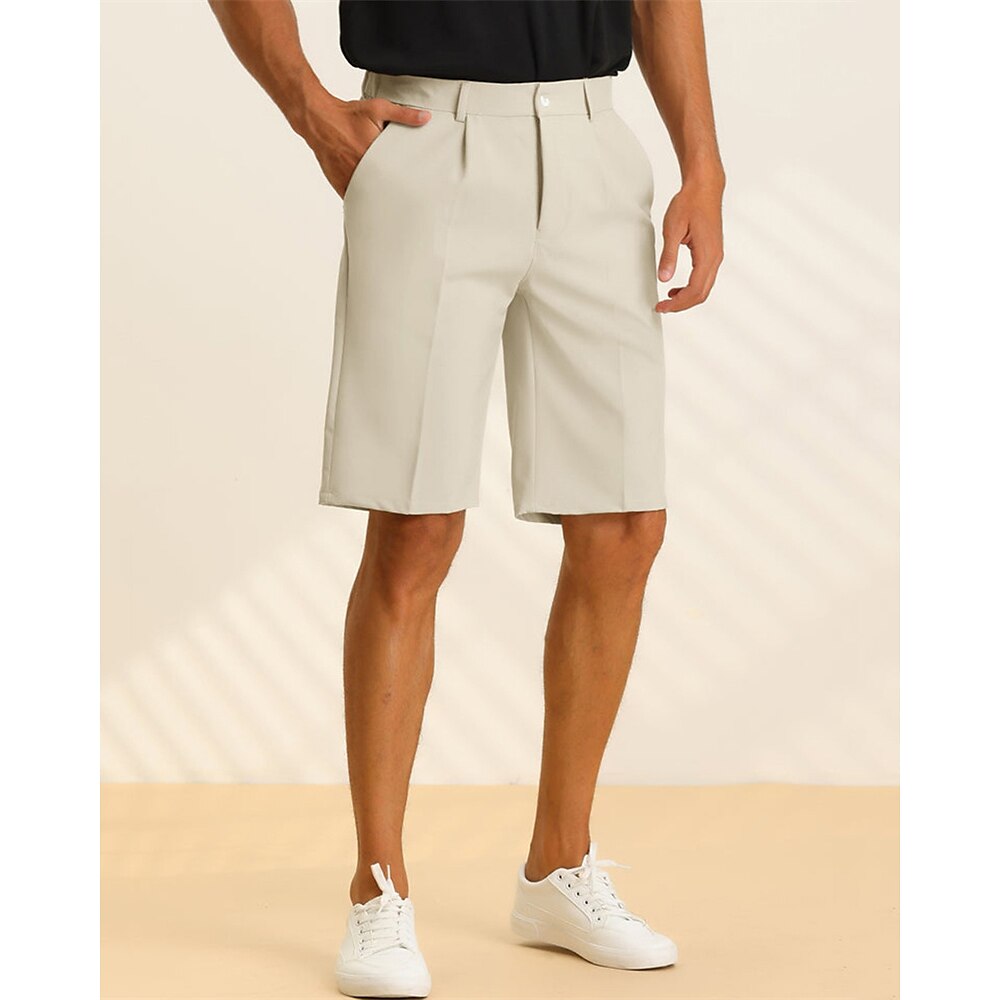 Herren Kleid-Shorts Burmuda Shorts Arbeitsshorts Rüschen Tasche Glatt Komfort Atmungsaktiv Knielänge Outdoor Geschäft Modisch Brautkleider schlicht Schwarz Weiß Lightinthebox