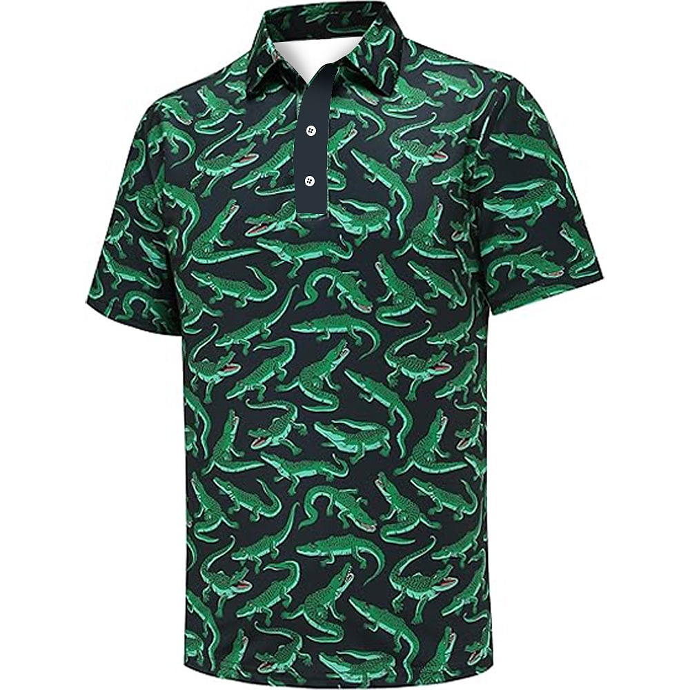 Kentucky Derby Herren Krokodilmuster Polo Kurzarm Polo-Shirts Hemden mit Kragen Business-Casual Outdoor Freizeitskleidung Festival-Outfit 3D-Druck Grün Lightinthebox