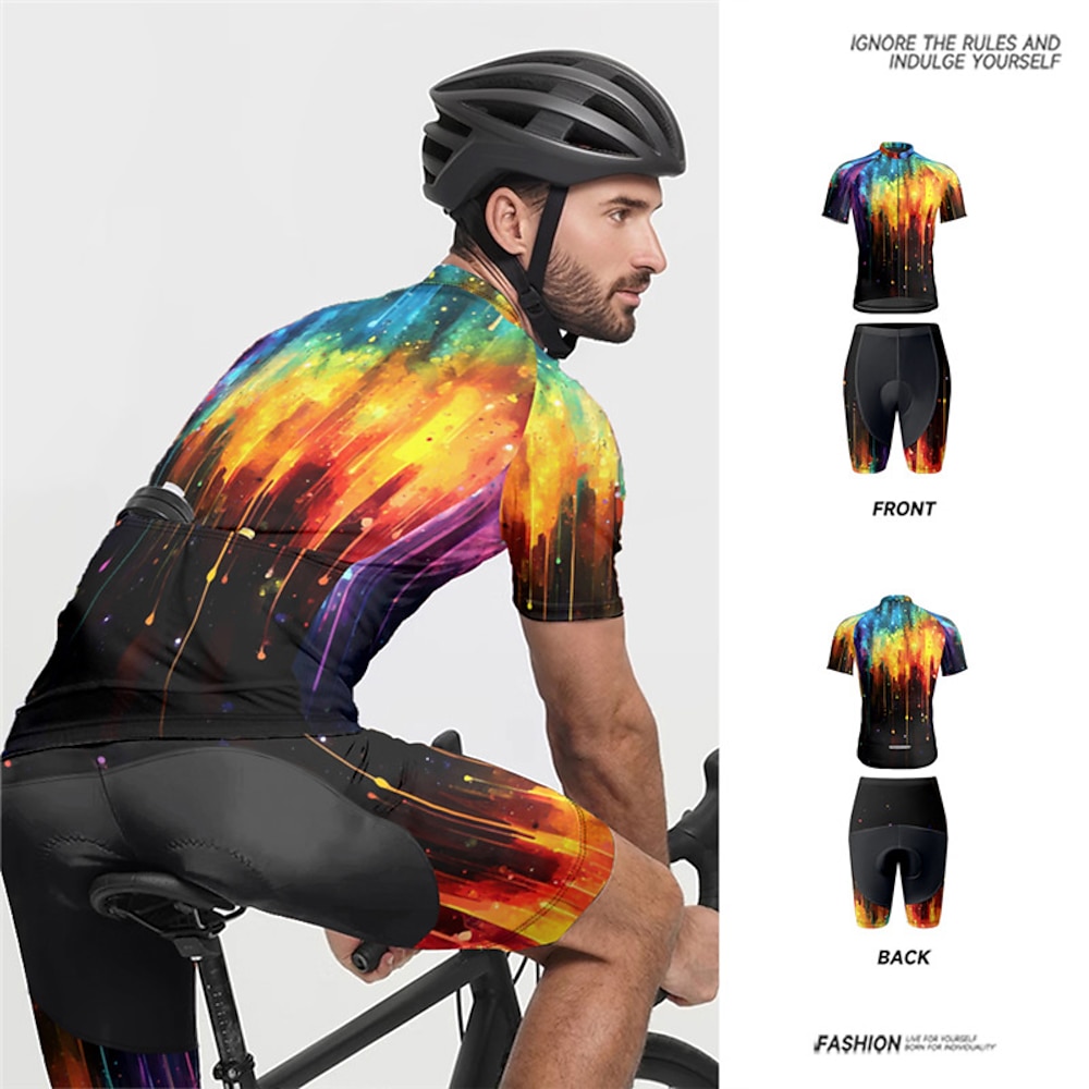 Herren Radtrikot mit Radhose fahrradbekleidung Kurzarm MTB Mountain Rennrad Schwarz Gelb Rosa Farbverlauf Fahhrad Spandex Sport Farbverlauf Bekleidung Lightinthebox