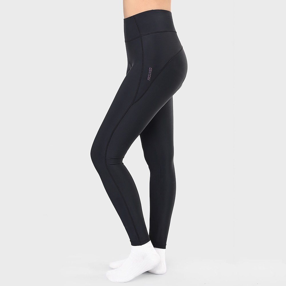 Arsuxeo Damen Radhose lang Fahrradhose Fahrradhosen Fahhrad Leggings Unten Formschluss MTB Mountain Rennrad Sport Atmungsaktiv Reflexstreiffen Schweißableitend Komfortabel Schwarz Bekleidung Erweitert Lightinthebox