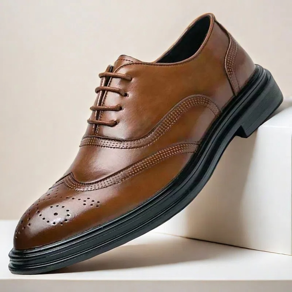 Braune Brogue-Schuhe aus Kunstleder für Herren - elegantes und langlebiges formelles Schuhwerk für Business, Büro und besondere Anlässe Lightinthebox