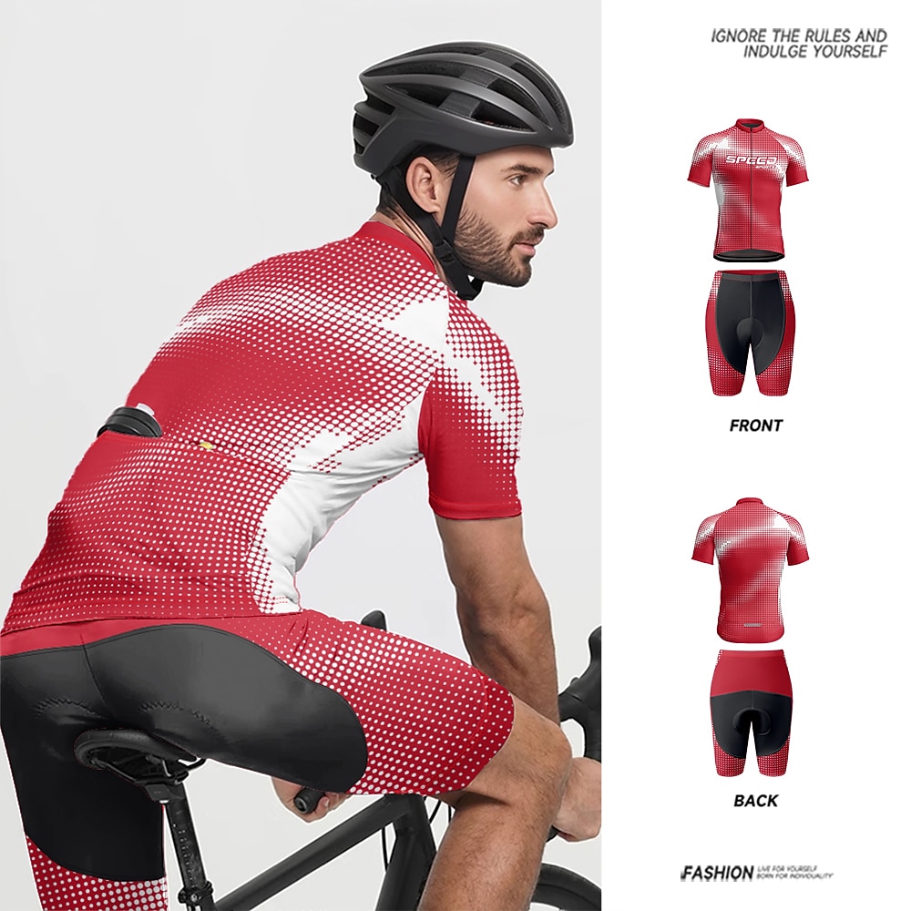 Herren Radtrikot mit Radhose fahrradbekleidung Kurzarm MTB Mountain Rennrad Rote Grün Fahhrad Spandex Sport Buchstabe Nummer Bekleidung Lightinthebox