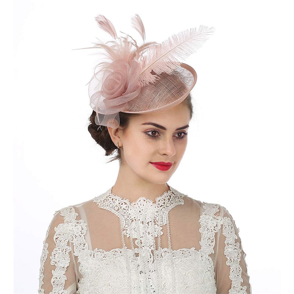 Fascinator-Hut, Teeparty-Hut für Frauen, Kentucky Derby, Hochzeit, Blumen-Cocktail, Netzfedern, Kopfbedeckung Lightinthebox