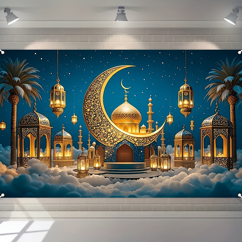 Ramadan Kareem Mubarak Wandteppich Wandkunst Großer Wandteppich Wanddekor Fotohintergrund Decke Vorhang Wohnraum Schlafzimmer Wohnzimmer Dekoration Lightinthebox