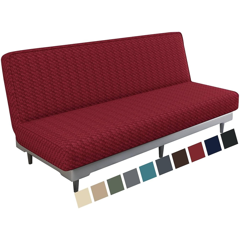 Jacquard-Futonbezug, Stretch-Futonsofabezug ohne Armlehnen, weicher Futon-Schonbezug mit elastischer Unterseite, dickes Schlafsofa, Möbelschutzbezüge für waschbare Futons Lightinthebox