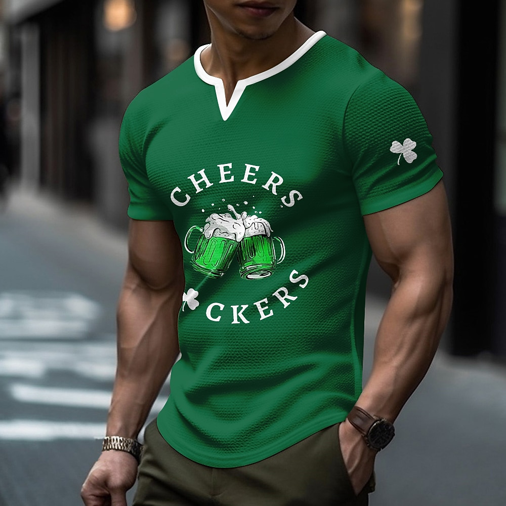 St. Patrick Herren Kleeblatt Glückliche Iren T Shirt Kurzarm T-Shirt 3D-Druck Rundhalsausschnitt Hemd Täglich Strasse Sports Outdoor Schwarz Grün Grau Sommer Frühling Bekleidung S M L XL XXL XXXL Lightinthebox