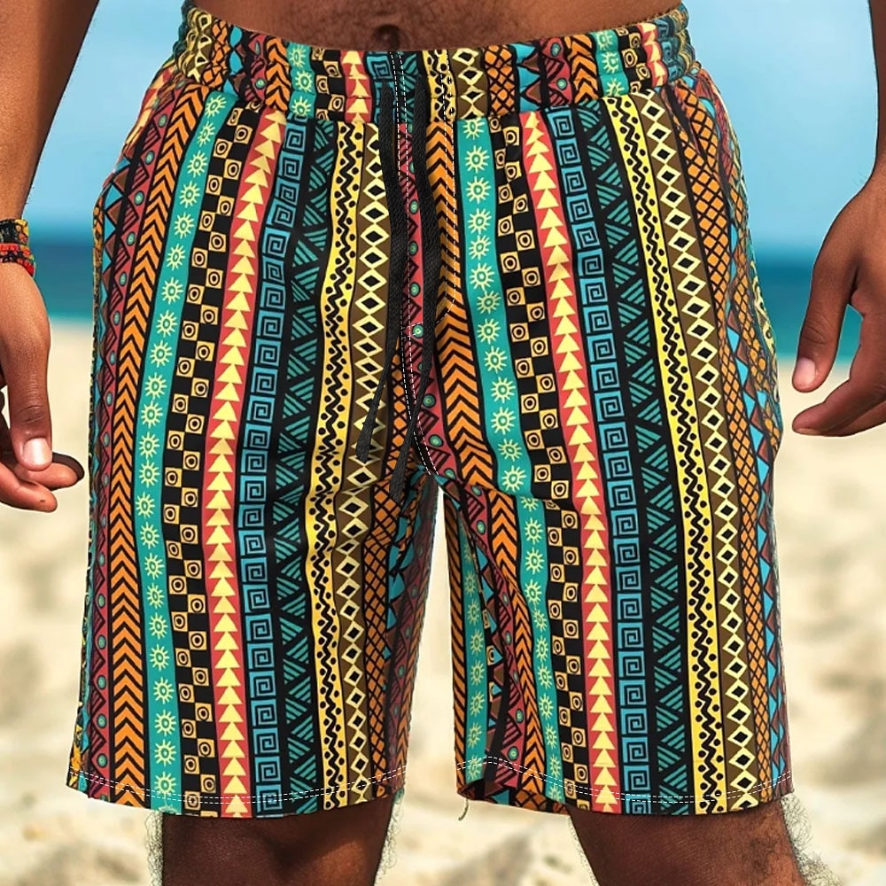 Herren Geometrische Muster Ethnisch Badeshorts Boardshorts Badeshorts Badehose Schwimmshorts Mittlere Taillenlinie Strassenmode Hawaiianisch Casual Festtage Strandurlaub Tasche Kordelzug Elastische Lightinthebox