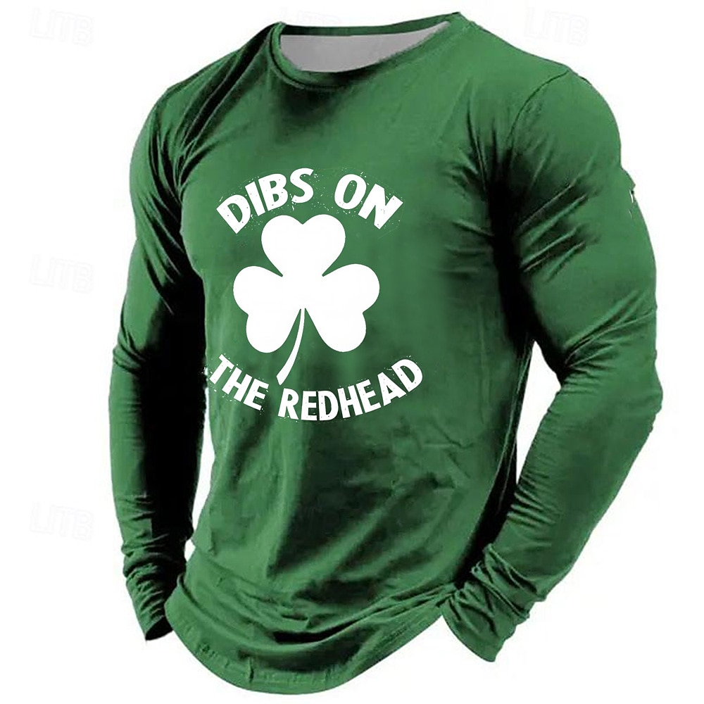 St. Patrick Herren Kleeblatt Glückliche Iren T Shirt Kurzarm T-Shirt 3D-Druck Hemd Brautkleider schlicht Täglich Army Green 1 Grün Dunkelgray Frühling Sommer Bekleidung S M L XL XXL XXXL Lightinthebox