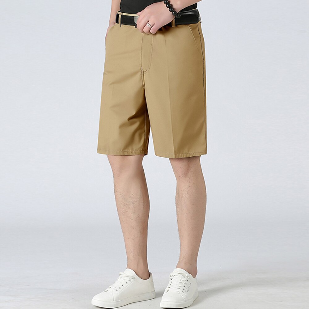 Herren Shorts Kurze Hosen Chino Bermuda Shorts Kleid-Shorts Bermudas Arbeitsshorts Tasche Gerade geschnitten Glatt Atmungsaktiv Kein Eisen Knielänge Outdoor Geschäft Täglich Strassenmode Ausgefallene Lightinthebox