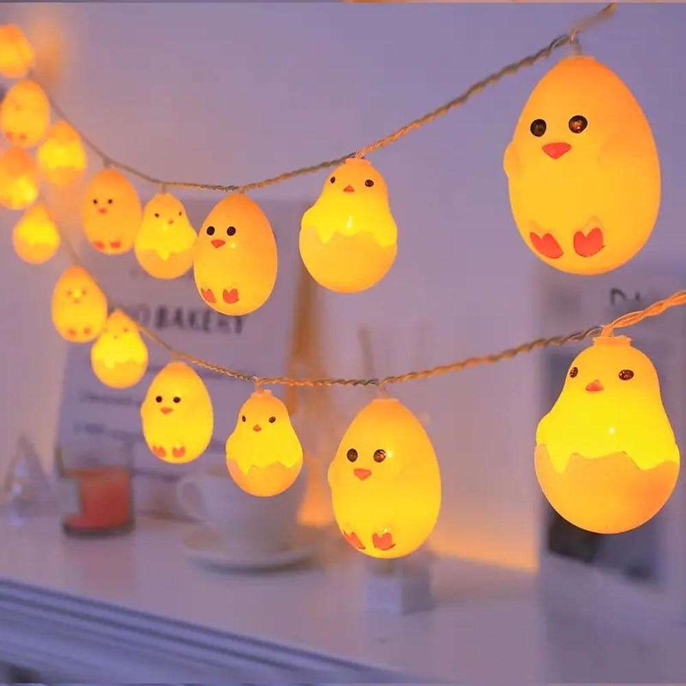 Osterhasen-Küken-Lichterkette, 1,5 m, 10 LEDs, batteriebetrieben, für Zuhause, Garten, Balkon, Zimmer, Urlaub, Osterparty, Dekoration, Hängelampen Lightinthebox