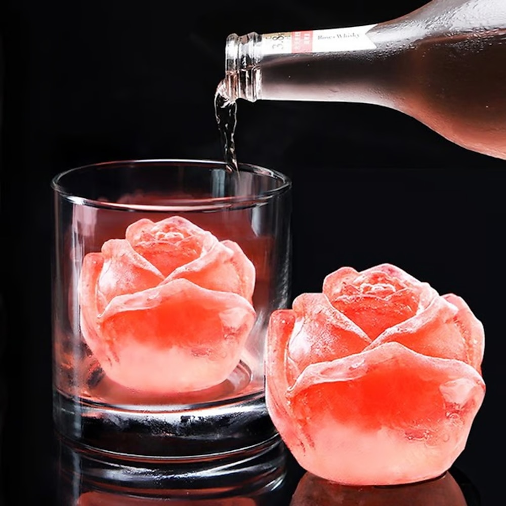 3D-Eiswürfelform mit Rose - einfaches Herauslösen, lebensmittelechtes Silikon Lightinthebox