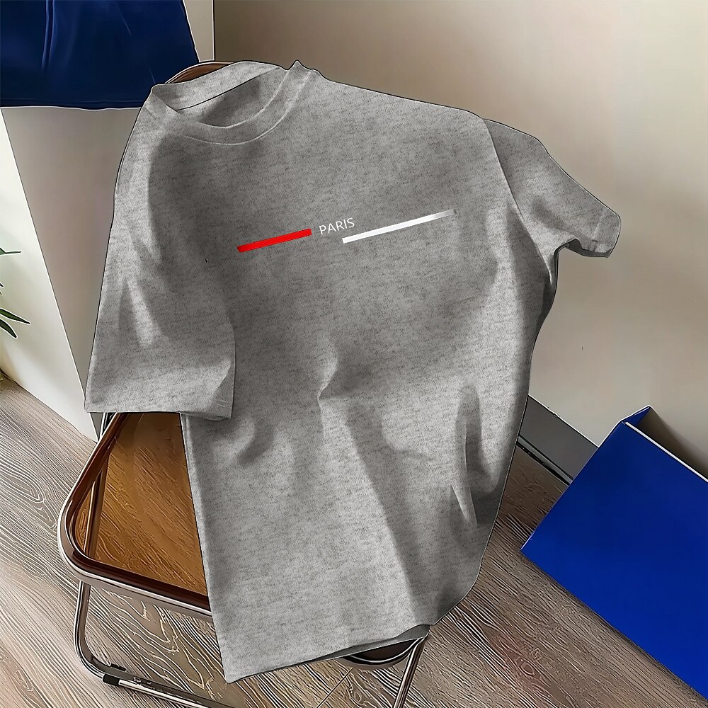 Herren Paris T Shirt 100% Baumwolle Kurzarm Grafik Hemd Heather Grey Schwarz Bequemes T-Shirt Strasse Festtage Modedesigner-Kleidung Lightinthebox