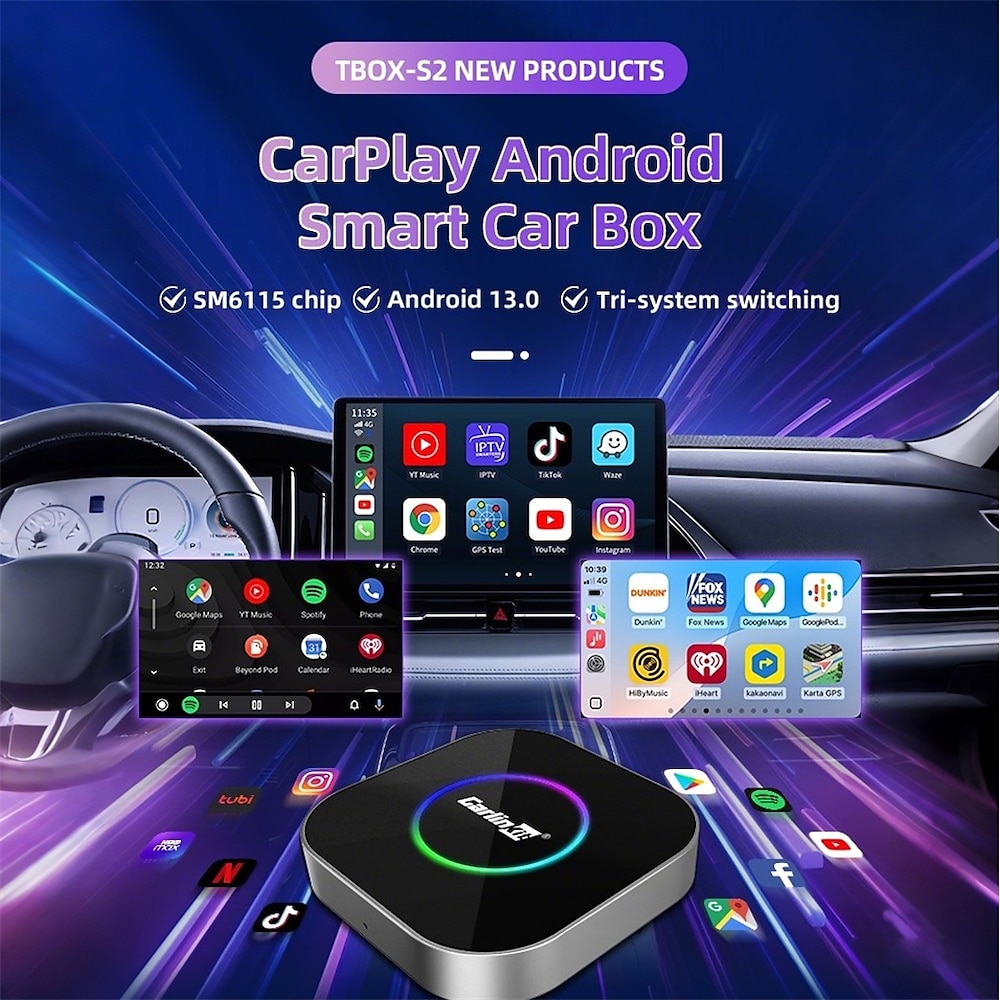 Carlinkit Tbox-S2B Carplay-Drahtlosadapter Smart Wireless Carplay Android Auto für Eurasien Lightinthebox