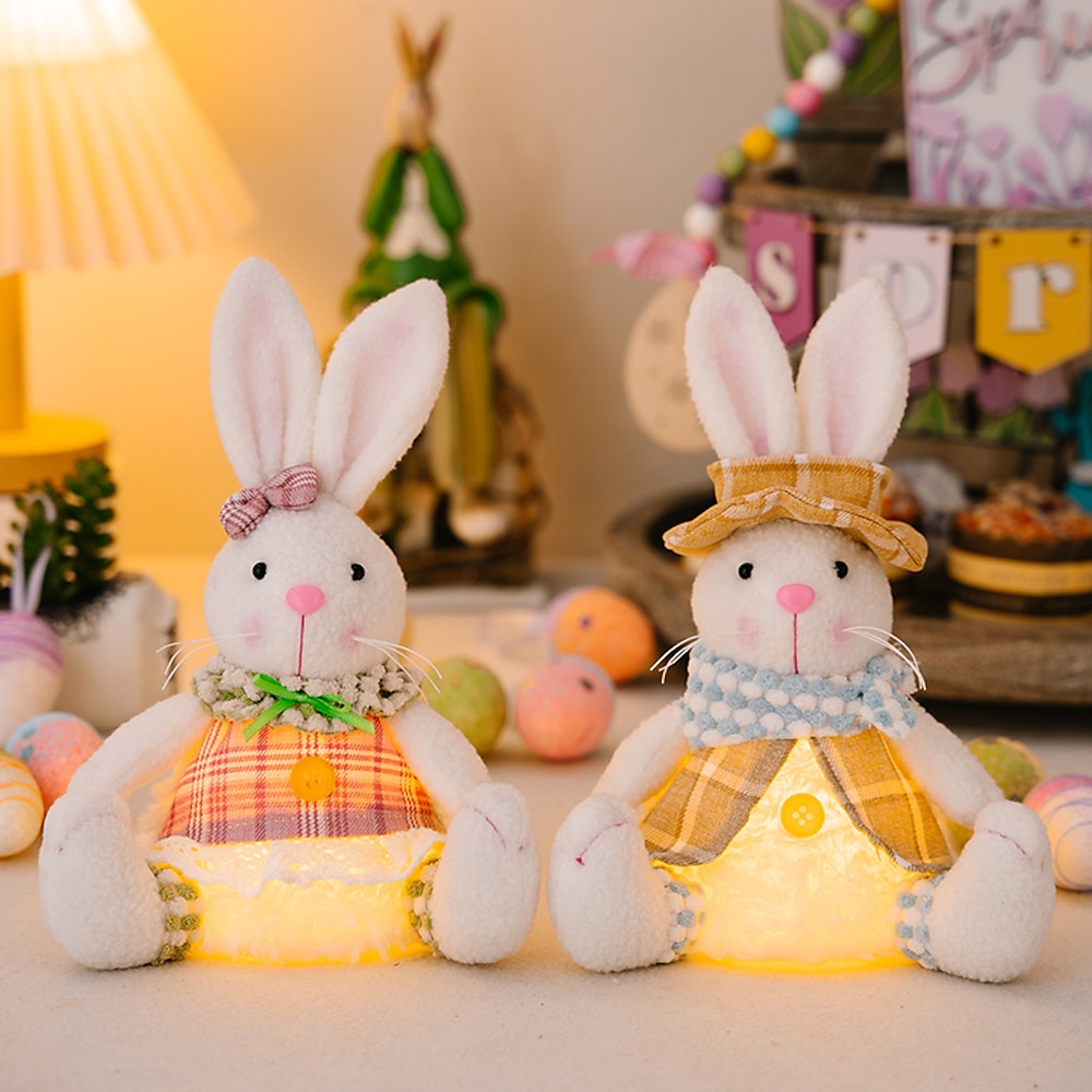 Osterdekoration, kreative LED-Plüschpuppe in Hasenform, leuchtende Cartoon-Kaninchenfigur, stimmungsvolles Schaufensterdekor, festliches Geschenk zu Ostern, Dekoration für das Ferienhaus Lightinthebox