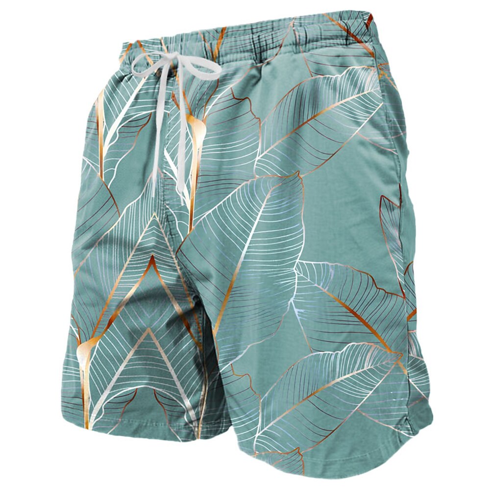 Herren Palmblatt Tropische Pflanzen Badeshorts Boardshorts Badeshorts Sommer-Shorts Mittlere Taillenlinie Tropisch Strassenmode Hawaiianisch Urlaub Kordelzug Mesh-Futter Elastische Taille Designer Lightinthebox