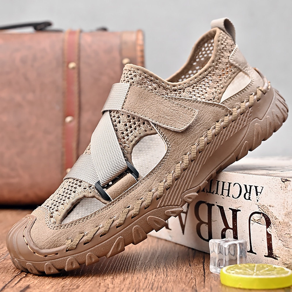 Herren-Outdoor-Wandersandalen mit Klettverschluss, atmungsaktivem Mesh-Obermaterial und strapazierfähiger Sohle für Reisen, Strand und Abenteuer Lightinthebox