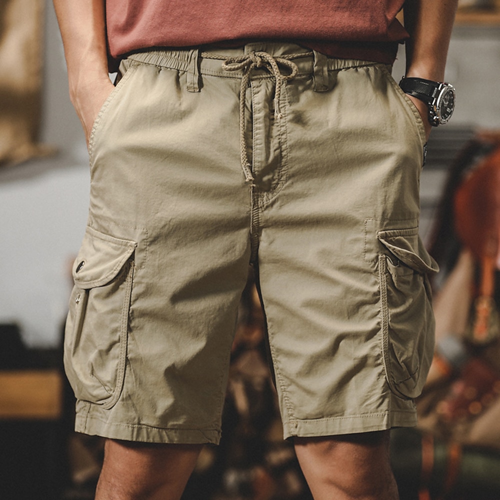 Herren Cargo Shorts Kurze Hosen Shorts Kurze Hosen Bermudas Kurze Hose für Wanderer Kordelzug Elastische Taille Multi Pocket Glatt Feuchtigkeitsableitung tragbar Knielänge Outdoor Casual Täglich Lightinthebox