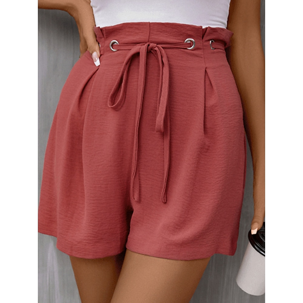 Damen Chinesisch Chino Shorts Kurze Hosen Modisch Strassenmode Kurz Hoher Taillenbund Glatt Elastischer Bund Bequem Weich Komfortabel Mikro-elastisch Outdoor Strasse Rote Beige Sommer Frühling Lightinthebox