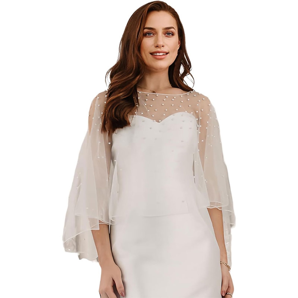 Perlen Hochzeitsumhänge Schal Wickel Bolero Braut Abendkleid Jacken Flapper Bolero Überzug für Party formal Lightinthebox