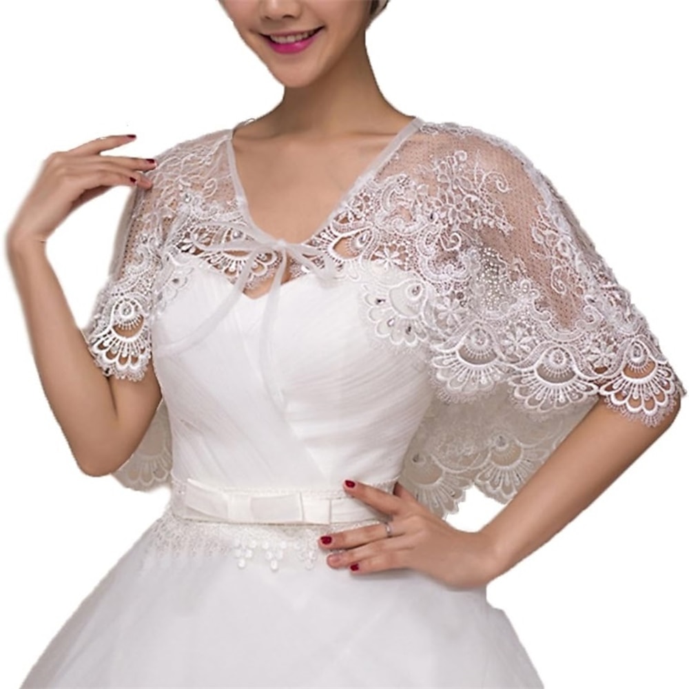 Spitze Hochzeit Wrap Achselzucken Schals Stola Boleros Cape Capelet Strass Braut Lightinthebox