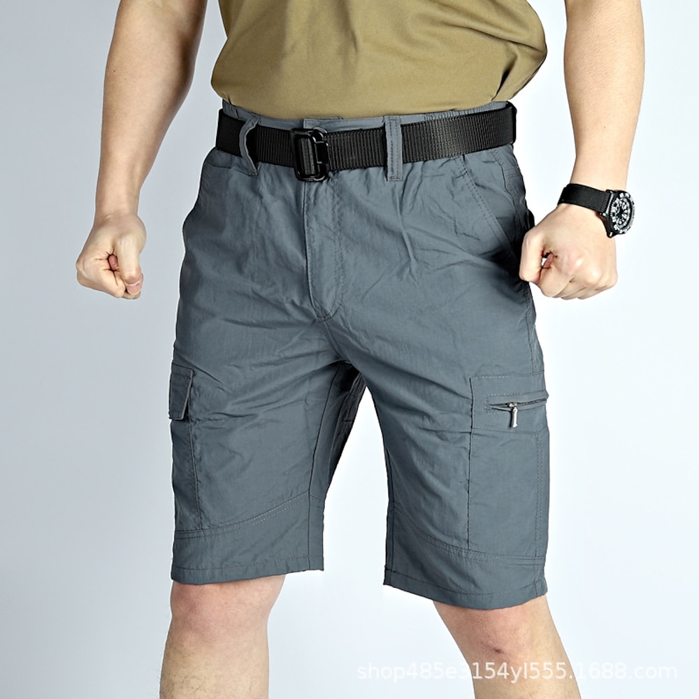 Herren Taktische Shorts Cargo Shorts Kurze Hosen Shorts Kurze Hosen Bermudas Elastische Taille Tasche mit Reißverschluss Glatt Wasserdicht Schnelltrocknend Knielänge Outdoor Casual Campen und Wandern Lightinthebox