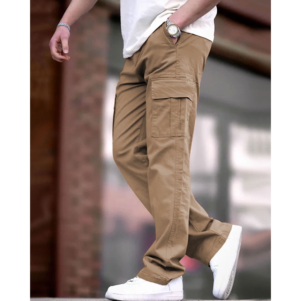 Herren Cargohose Cargohosen Hose Hosen Kordelzug Elastische Taille Multi Pocket Glatt tragbar Outdoor Täglich Campen und Wandern Modisch Klassisch Schwarz Armeegrün Lightinthebox