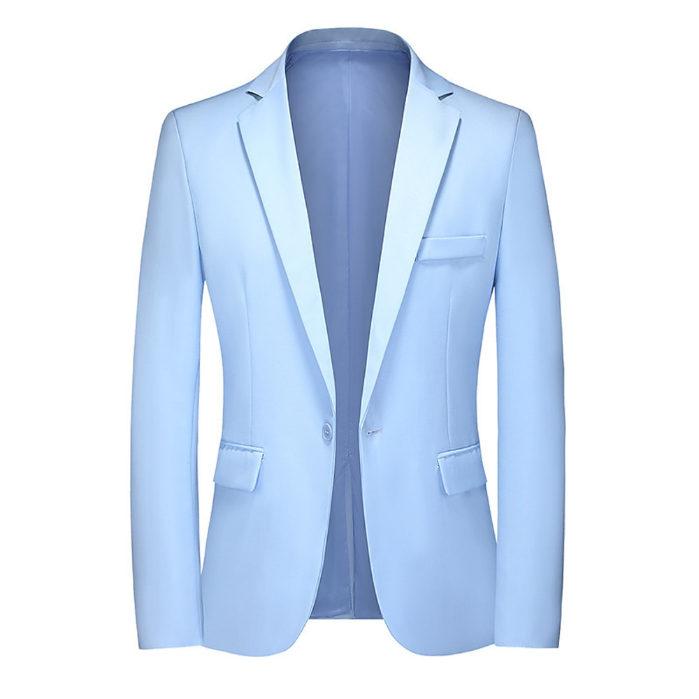 Herren Blazer Sakko Geschäft Cocktailparty Hochzeitsfeier Modisch Brautkleider schlicht Frühling Herbst Leinen Glatt Knopf Tasche Komfortabel Einreihiger Verschluss Blazer Schwarz Gelb Marineblau Lightinthebox