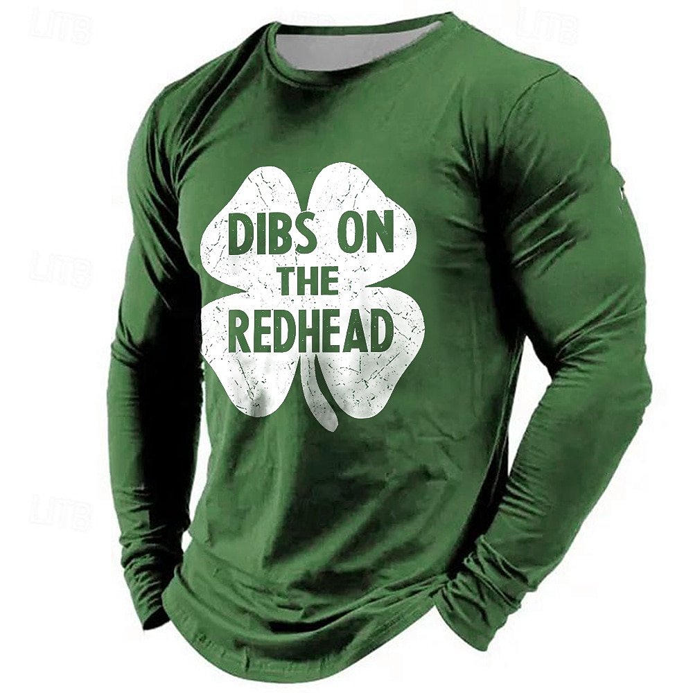 St. Patrick Herren Kleeblatt Glückliche Iren T Shirt Kurzarm T-Shirt 3D-Druck Hemd Brautkleider schlicht Täglich Schwarz Grün Grau Frühling Sommer Bekleidung S M L XL XXL XXXL Lightinthebox