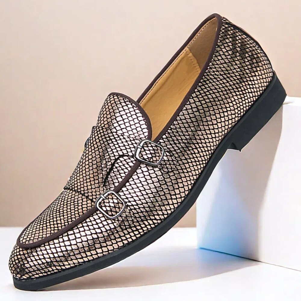 Designer-Loafer für Herren mit Doppelschnalle, Obermaterial aus strukturiertem Mesh, stilvolle Freizeitschuhe für die Arbeit und besondere Anlässe Lightinthebox