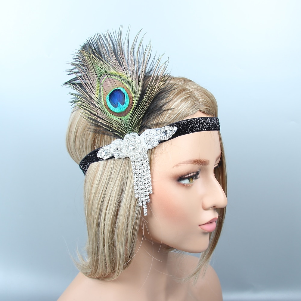 Retro Vintage 1920s Kopfbedeckung Maskerade Flapper Stirnband Kopfbedeckung Der große Gatsby Charleston Damen Feder Halloween Karneval Maskerade Cocktailparty Abiball Hochzeitsfeier Teen Erwachsene Lightinthebox