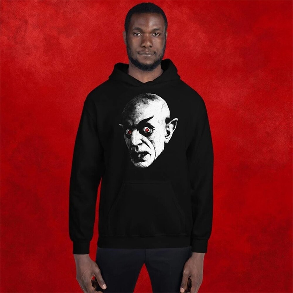 Nosferatu Vampir Dracula Kapuzenshirt Zeichen Vordertasche Grafik Für Herren Damen Unisex Erwachsene Maskerade Heißprägen Party Casual Lightinthebox